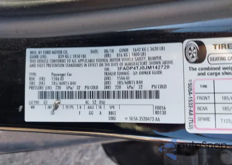 2018 Ford Fiesta S z USA, uszkodzony, nr VIN 3FADP4TJ0JM142720